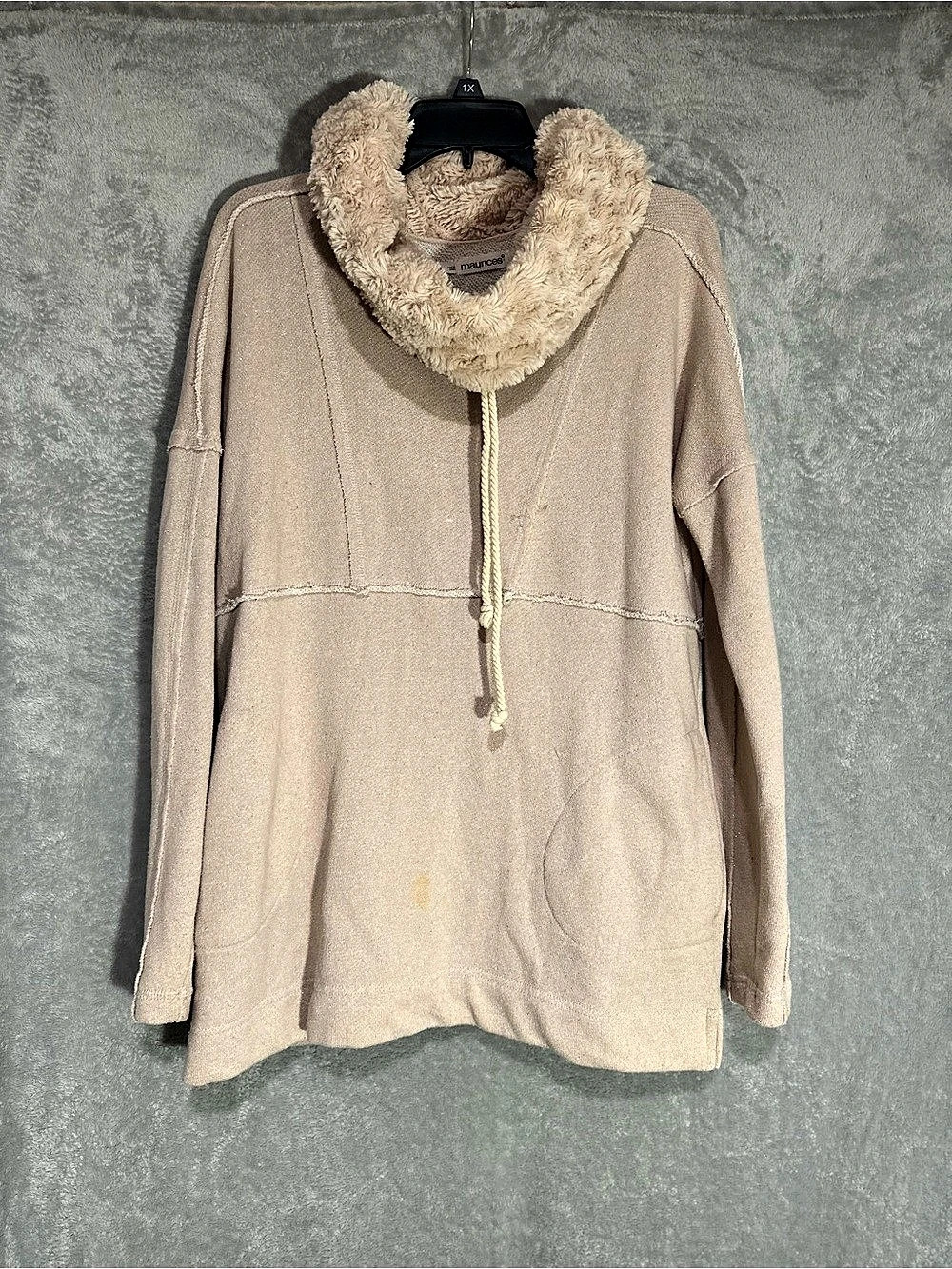 Sherpa Collar Hoodie in Beige